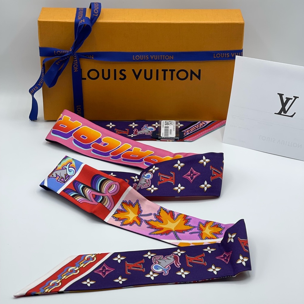 Louis Vuitton Capricorn ♑️ Astro BB Bandeau Neckerchief Twilly Scarf Wrap Rare - Picture 10 of 16
